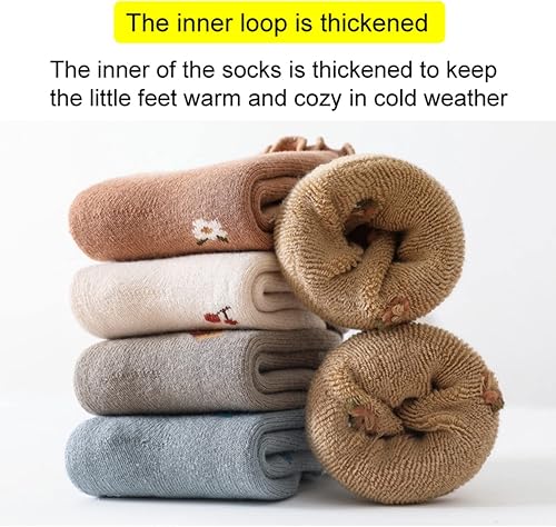 Miniatura 4 de BEHELE Calcetines antideslizantes para bebé, calcetines para niños pequeños, cálidos, gruesos, antideslizantes, para niñas, niños, recién nacidos, 5