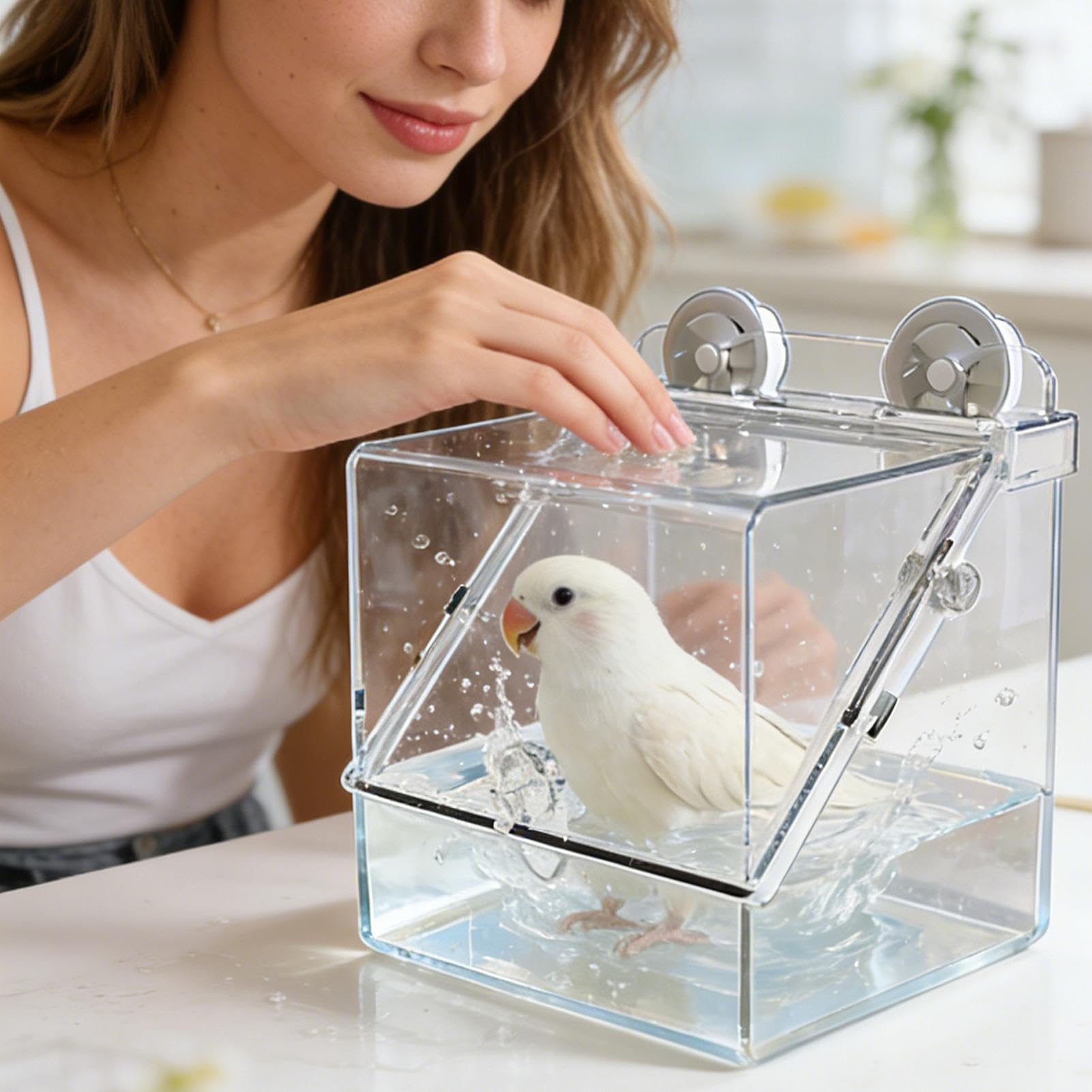 Bain pour Cage à Oiseaux Mangeoire Transparent