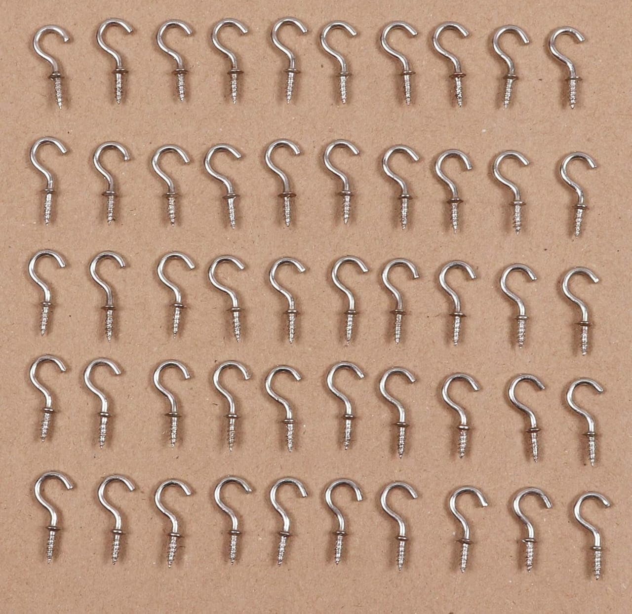 Metal Screw Hooks, Silver, 25mm x 12mm, 50 Pieces, Cup Hooks for Hanging Storage Organization-image-46
