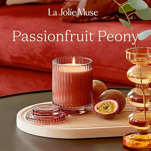 Miniatura 2 de LA JOLIE MUSE Velas perfumadas para el hogar, vela perfumada de peonía de maracuyá, cera de soja natural, 80 horas de combustión, velas de regalo