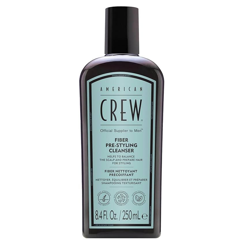 American Crew Fiber Pre-Styling Shampoo, Shampoo Rinforzante e Volumizzante Uomo con Tecnologia Fiber, 250ml