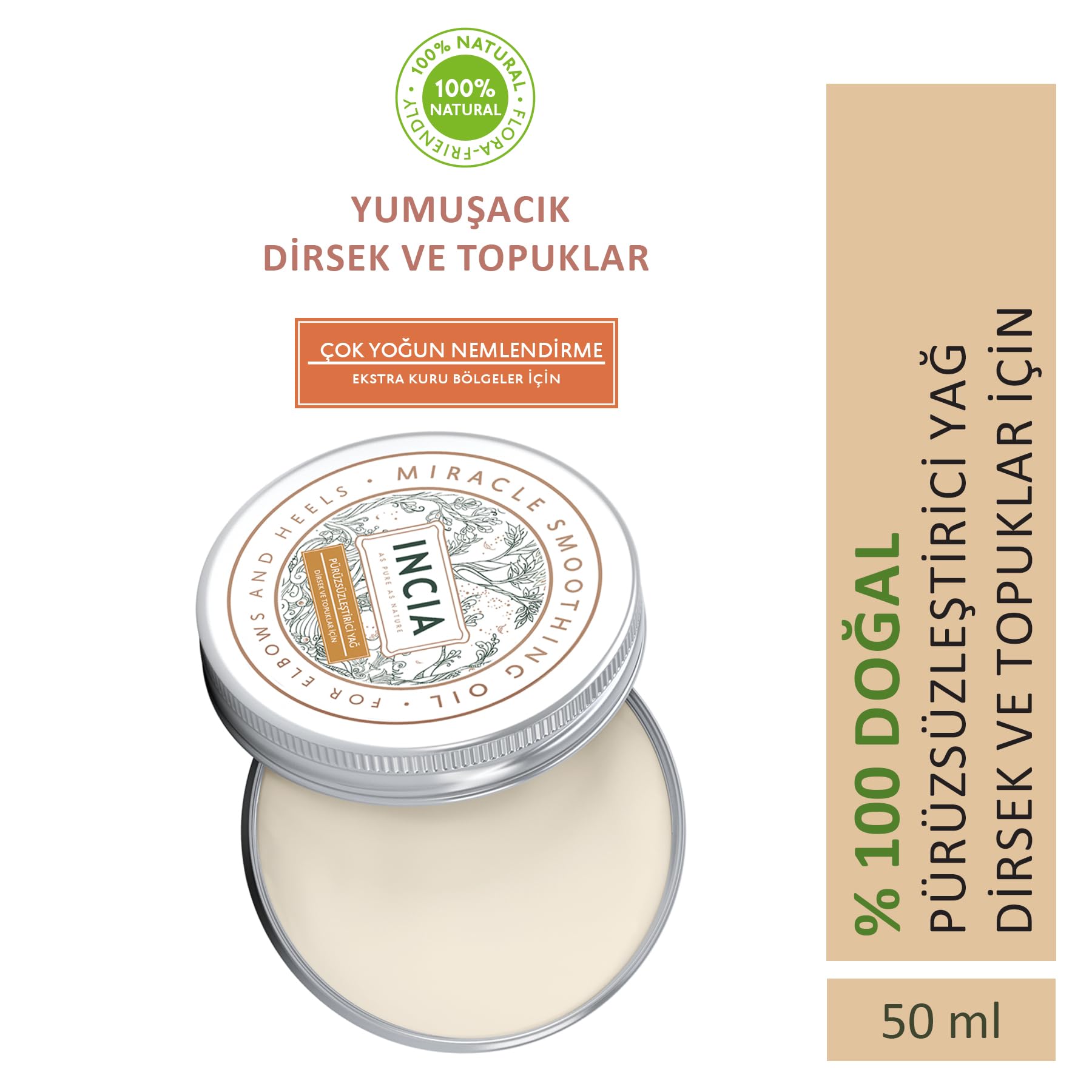 Incia%100 Pürüzsüzleştirici Yağ Dirsek ve Topuklar İçin 50ml
