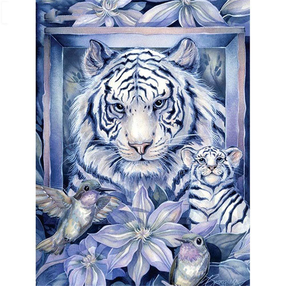 Diamant Image Cristal Strass Broderie Tigre Haute Définition en Toile Canevas 70x90cm