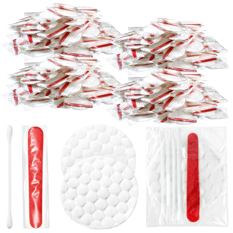 Tondiamo Conjunto de Higiene com Hastes e Discos de Algodão e Lixa de Unhas, Pacote com 400