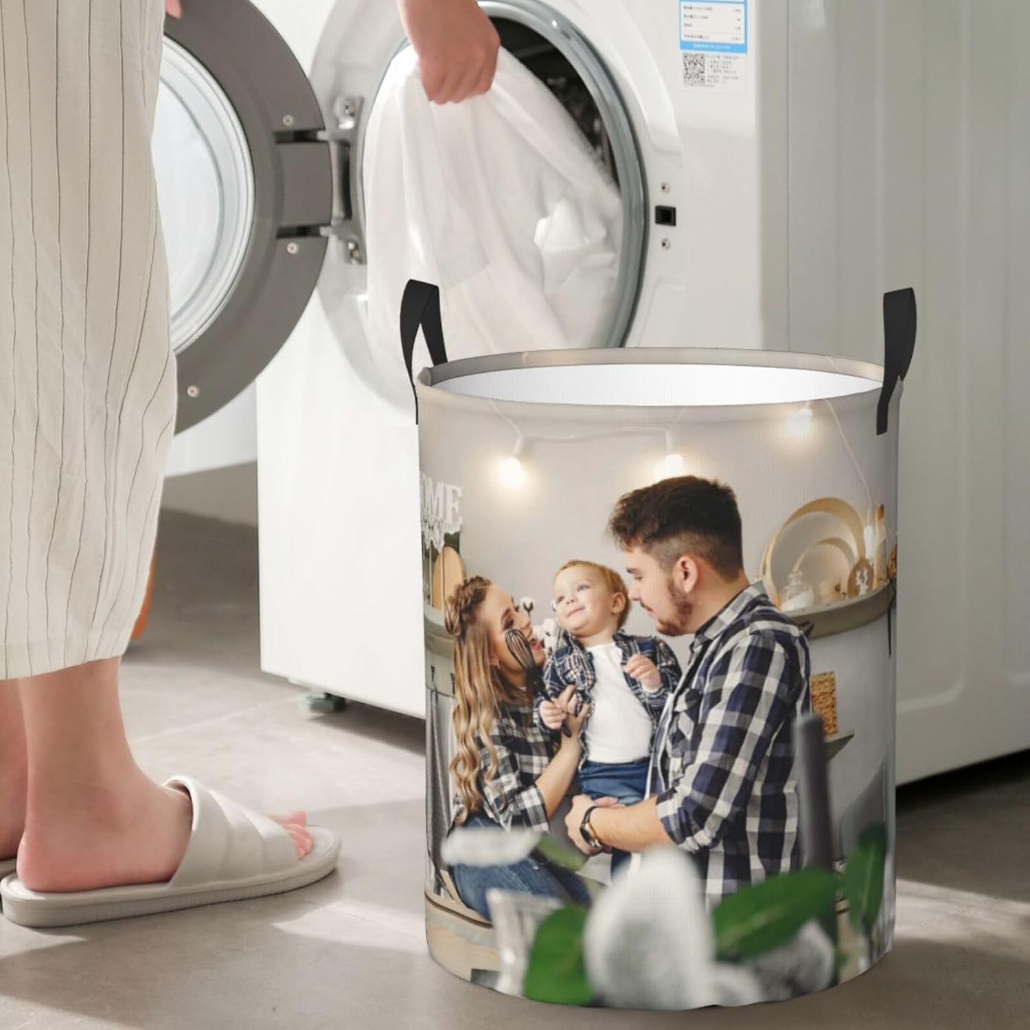 Custom Laundry Hamper with Name Photo Text Logo. Personalized Laundry Basket Personalized Dirty Clothes Storage Basket with Handles for Bathroom Bedroom (S) - Image 8