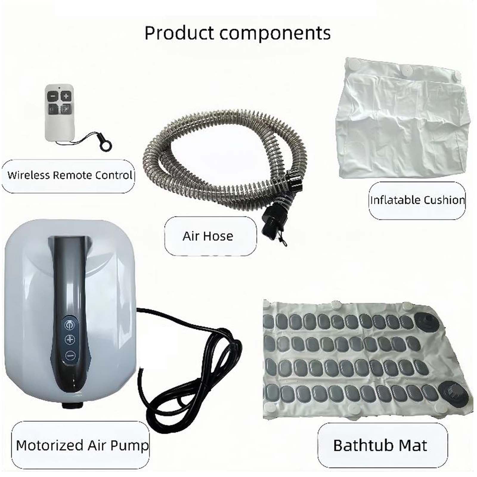 Alfombrilla de baño de masaje, diseño antideslizante impermeable con potente bomba de aire, ajuste de 6 velocidades para un mejor sueño, 114 cm de longitud, experiencia de spa perfecta en casa
