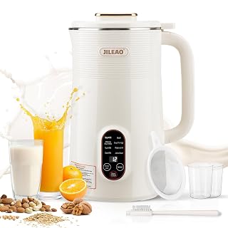 10 in 1 Almond Milk Maker & Nut Milk Maker Machine, 35oz Automatic Soy, Oat, Coconut Milk, Juice & Porridge Maker with 8 Blades, Delay Start, Keep Warm, Boil Water, Self-Cleaning, Cream - Amazon product rated Grade A