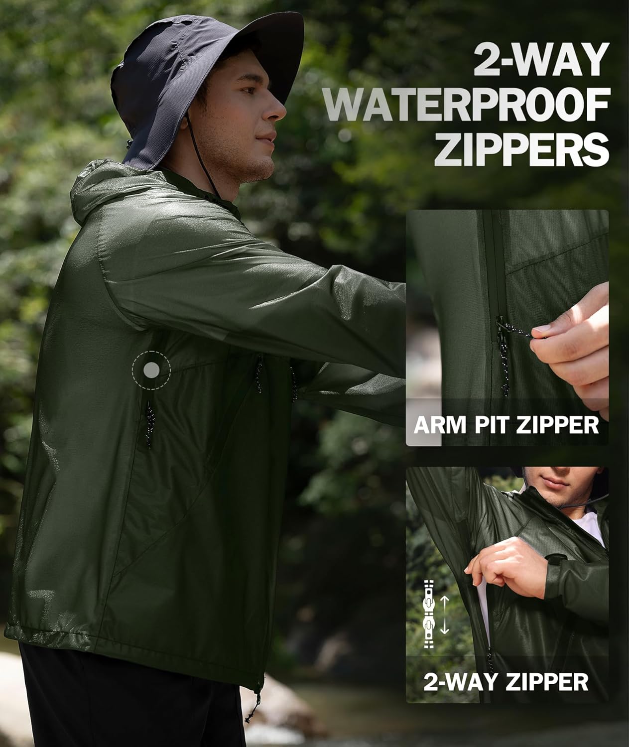 SWISSWELL Mens Lightweight Rain Jackets Raincoat with Hood Waterproof Windbreaker Jackets for Cycling Golf Fishing Running - Image 2