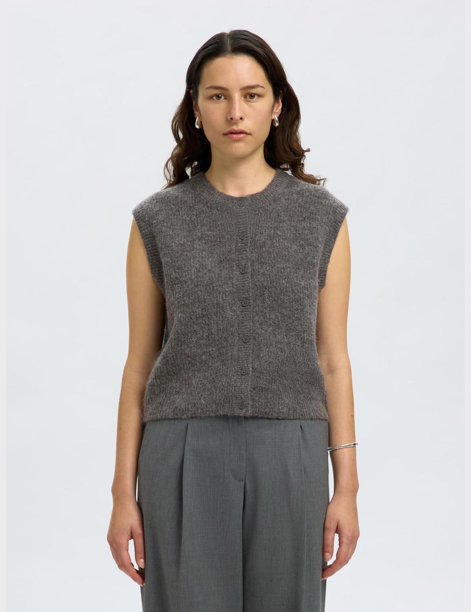 Damen Slflulu Sl Button O-Neck Vest Ex Slflulu Sl Button O-Neck Vest Ex (1er Pack)