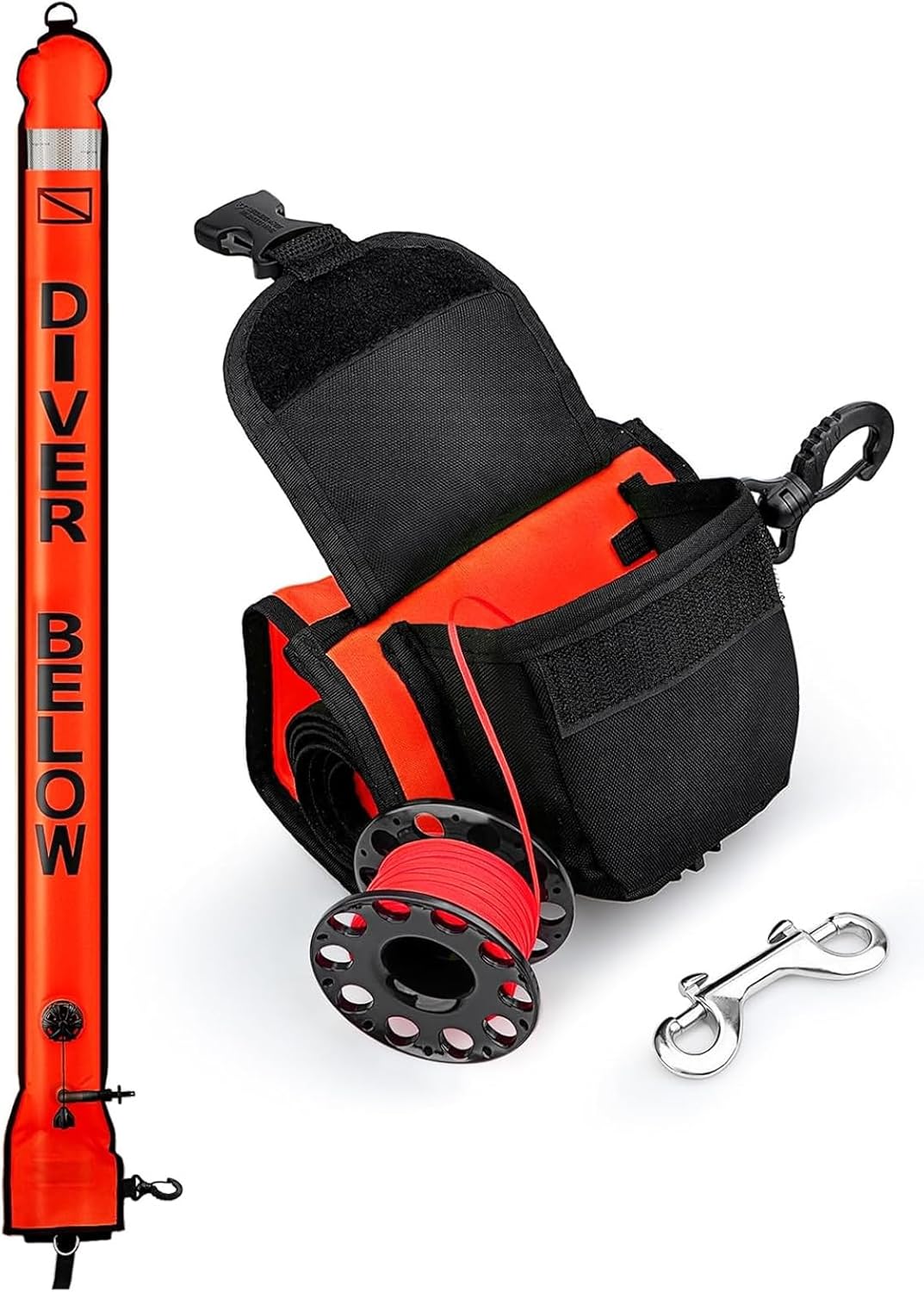 Surfaces Marker Buoys and Dives Reel Set Inflatable Scubas Signals Tube Sausages with Diving Spool Reel and Clip