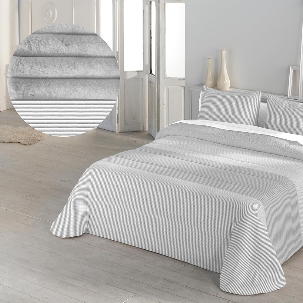 DECASATEXTIL®- Edredón nórdico Borreguito/Sherpa Borreguito de Alta Calidez - Tacto ultrasuave, cómodo, Ligero-Disponible en Varios Modelos. (Cama 150/160cm-250x260cm, Rune-Gris)