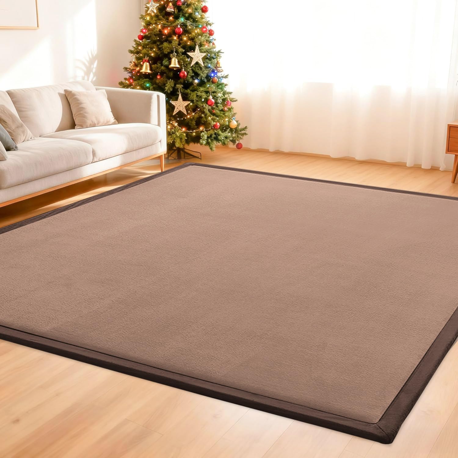 Tapis de tatami marron en velours doux 80x120 pour chambre coucher enfant et salon
