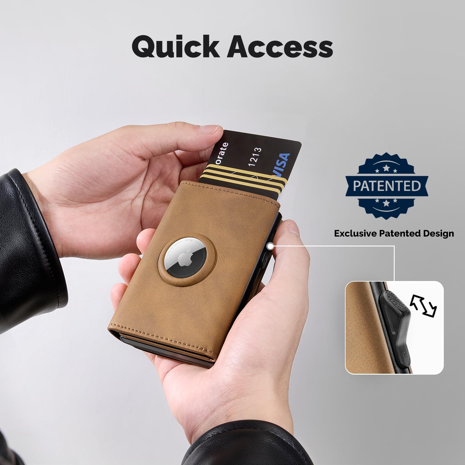 YESIIW Portafoglio Airtag Uomo, Super Compatto e Alta Capacità Pop up Porta Tessere Uomo per 12 Cartes & 15+ Banconote Portafoglio Uomo con Blocco RFID & Chiusura Magnetica, Portafoglio Slim