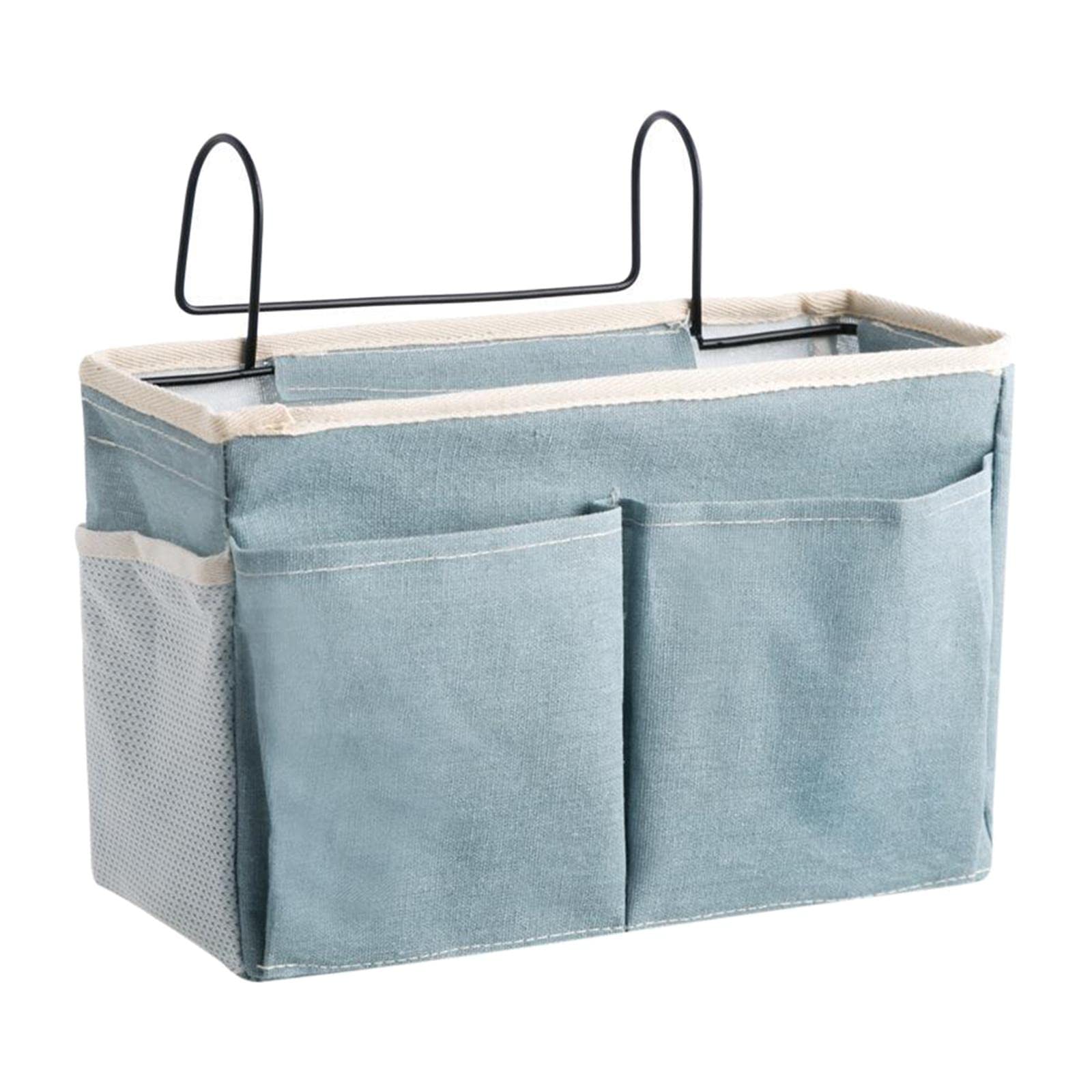 Bedside Caddy Cabinet Storage Organizer for Glasses Book Light Blue|Storage Bags-image-9