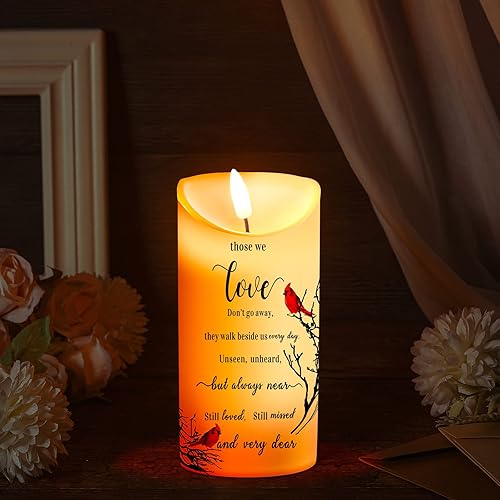 Miniatura 7 de Gerrii Vela conmemorativa LED funciona con pilas, para la pérdida de un ser querido, regalos de duelo de plástico amarillo, 3 x 6 pulgadas, estilo