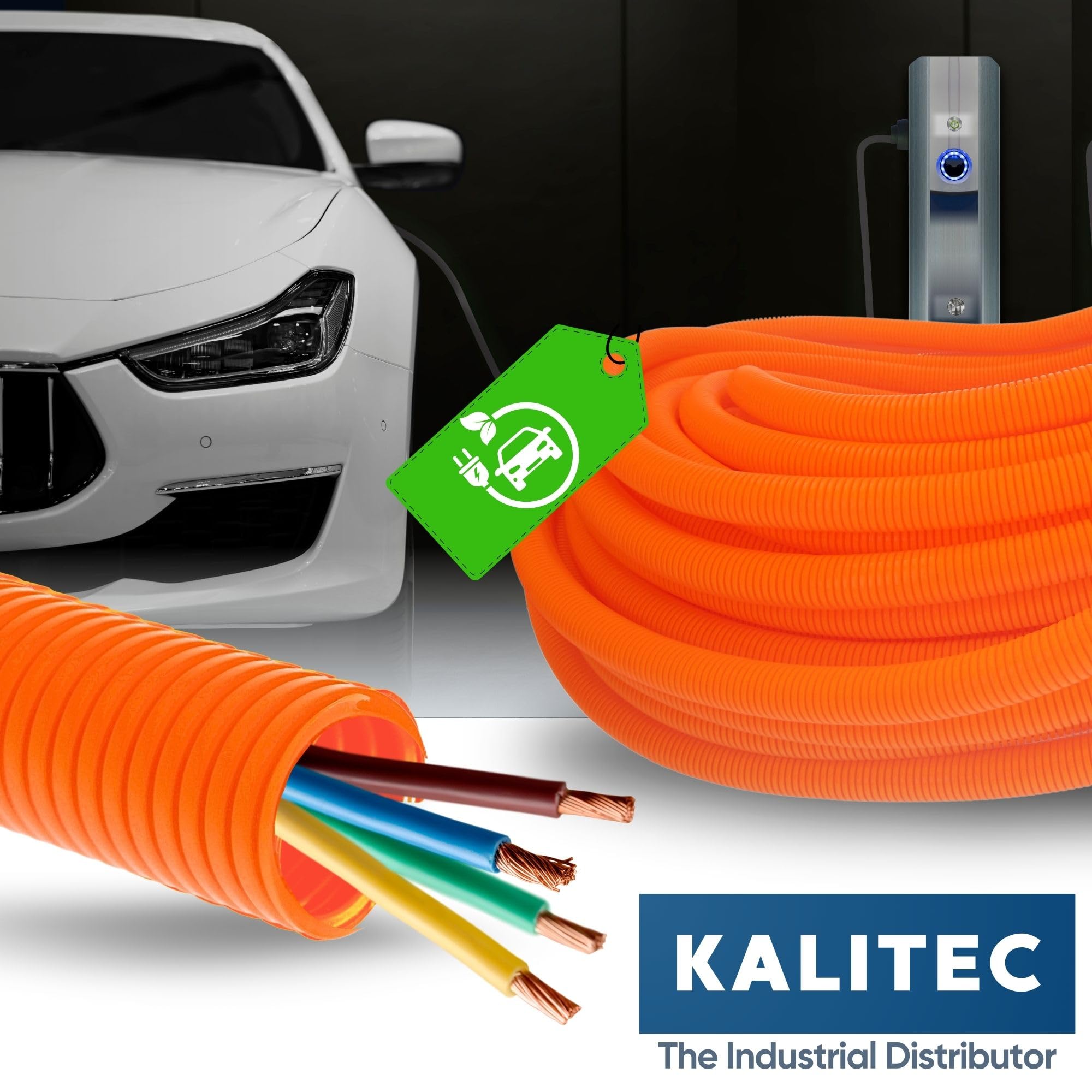 Kalitec Tubo Corrugado PPmod NW 22 de 50 m, Canal de Cable, Naranja | Tubo protector de polipropileno flexible sin ranurar, resistente a qu micos y temperatura para protecci n de cables