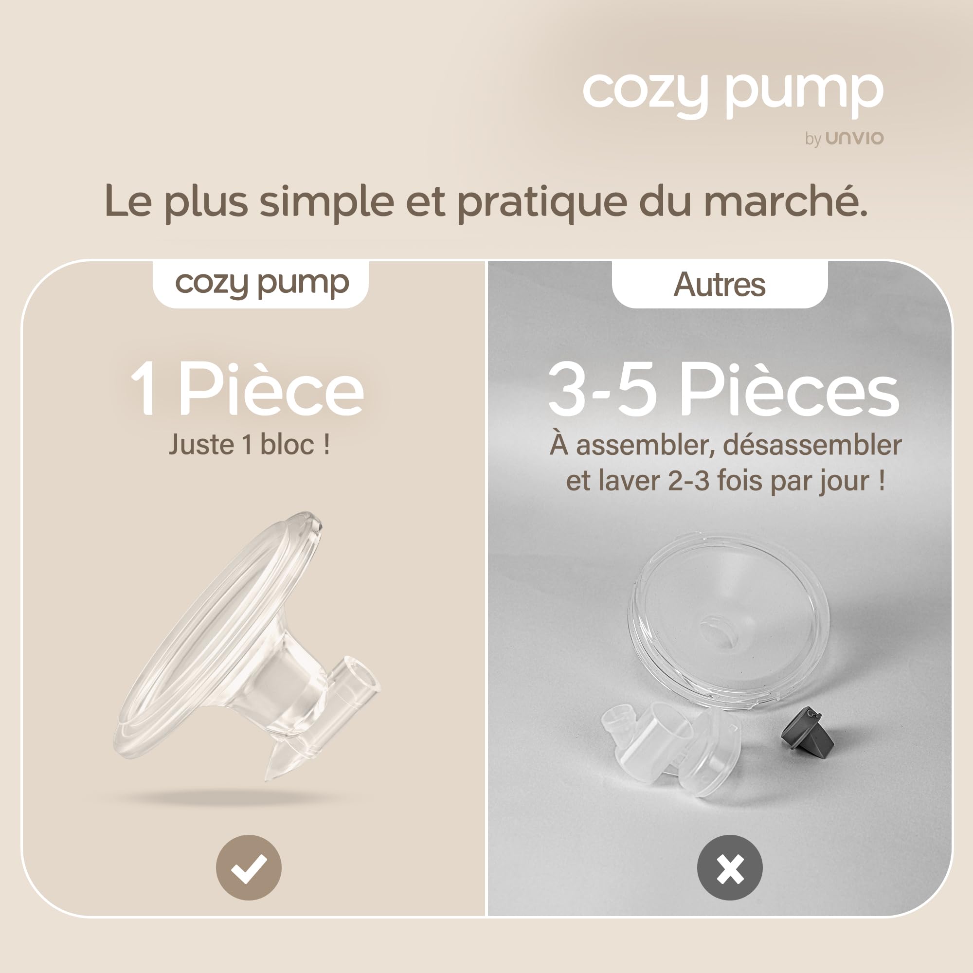 Tire lait electrique main libre Cozy pump – Le plus Efficace des tire-laits portable, kit allaitement nomade avec accessoires et sachet conservation lait maternel - Cadeau bébé naissance, futur parent