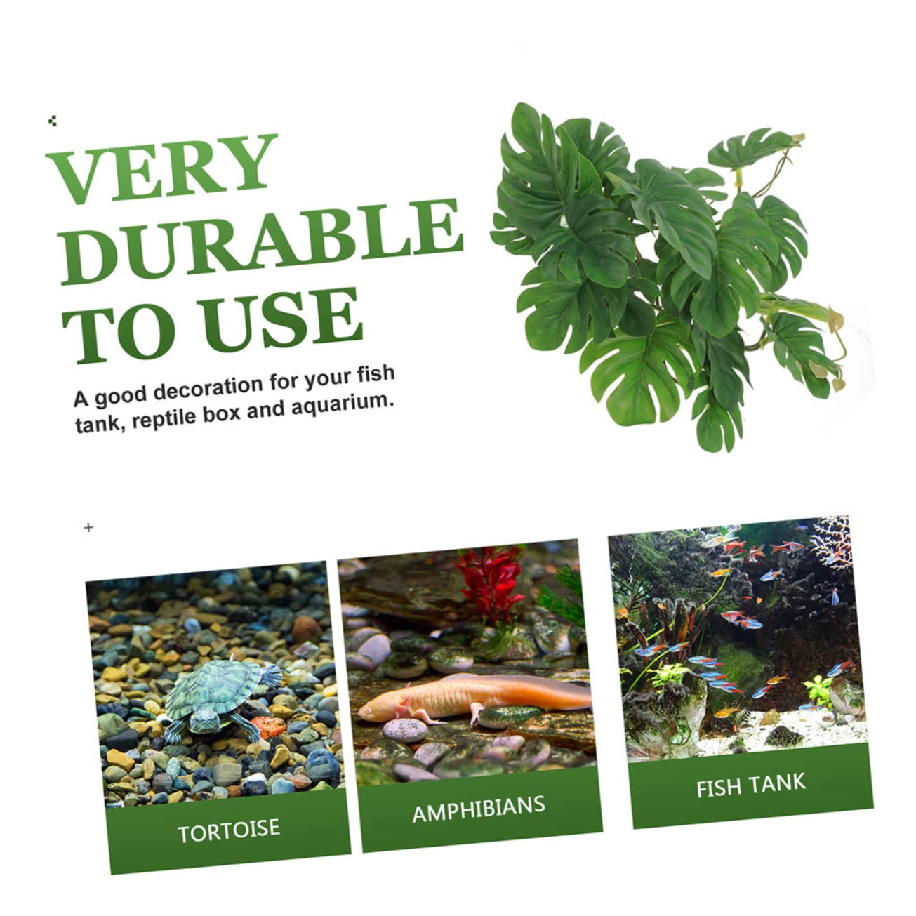VILLFUL Simulated Reptile Plant Pendant Easy Shape Hanging Decor Durable Plastic for Safe Pet Enclosure, Green, 27x22cm - Image 3