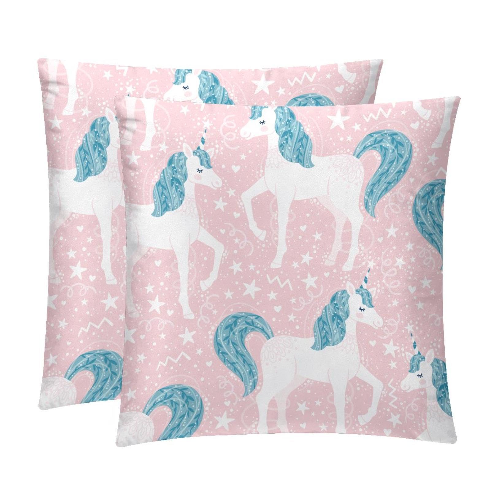 TDGKPZ Unicorn White Throw Pillow Covers 2 Pack Cushion Cases Decorative Pillow Cases Home Decor 50x50cm