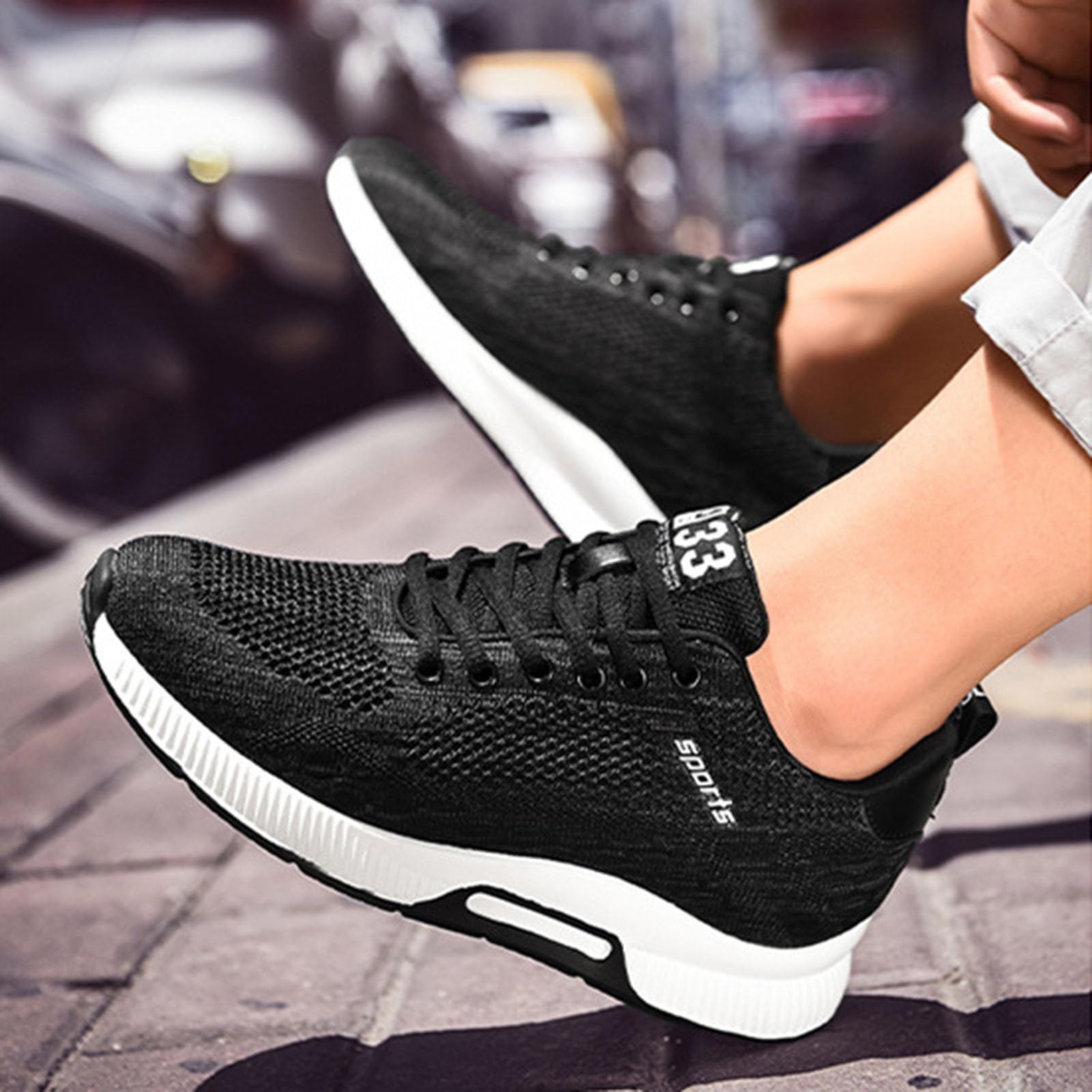 Generisch 2026 Paar Herrenschuhe mit Erhöhung, lässige Mesh-Sneaker, leichte, atmungsaktive Sportschuhe zum Schnüren mit verstecktem Hebeabsatz für Männer, 10 cm (Black, 47)