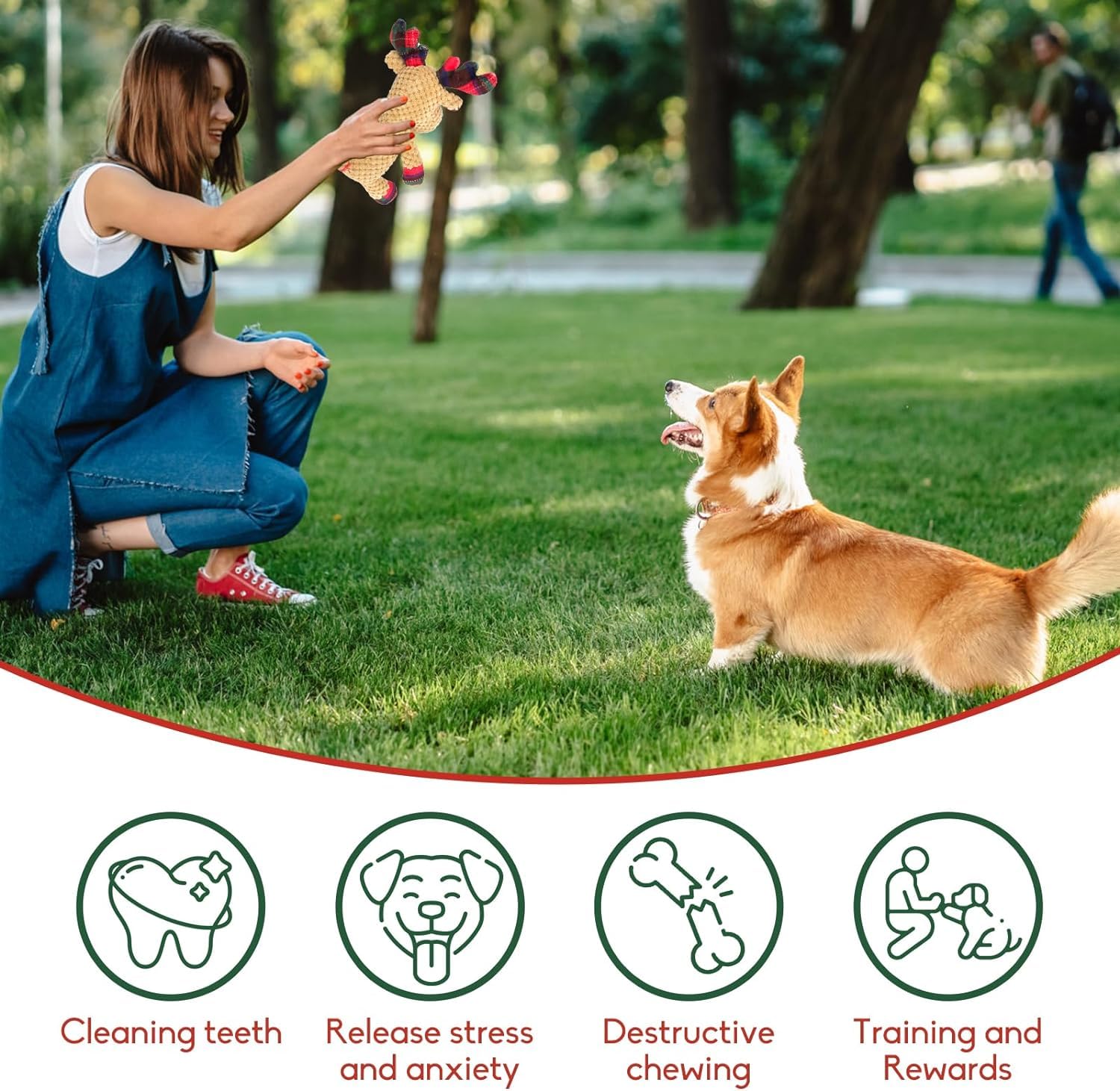 Hundespielzeug Rentier – Quietschend, Weich, Für Kleine & Mittlere Hunde, Zahnreinigung, Weihnachtsgeschenk