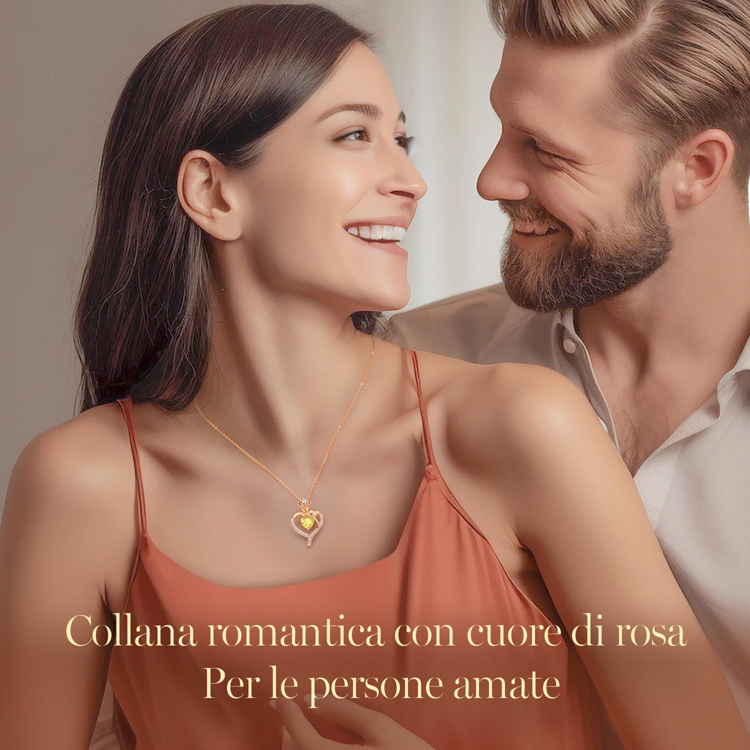 CDE Jewellry Birthstone Collana Donne, 925 Sterling Silver Rose Gold Jewellry Rose Heart Collana Pendente Anniversario Compleanno Regalo di Natale per donne Moglie Mamma Fidanzata Lady Suo