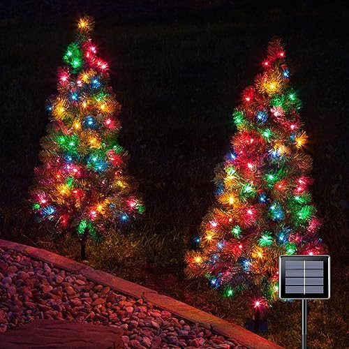 Miniatura 5 de Anycosy Luces solares de Navidad, 32.8 pies, 50 luces LED C9 de Navidad con función de temporizador, enchufe impermeable y conectable para