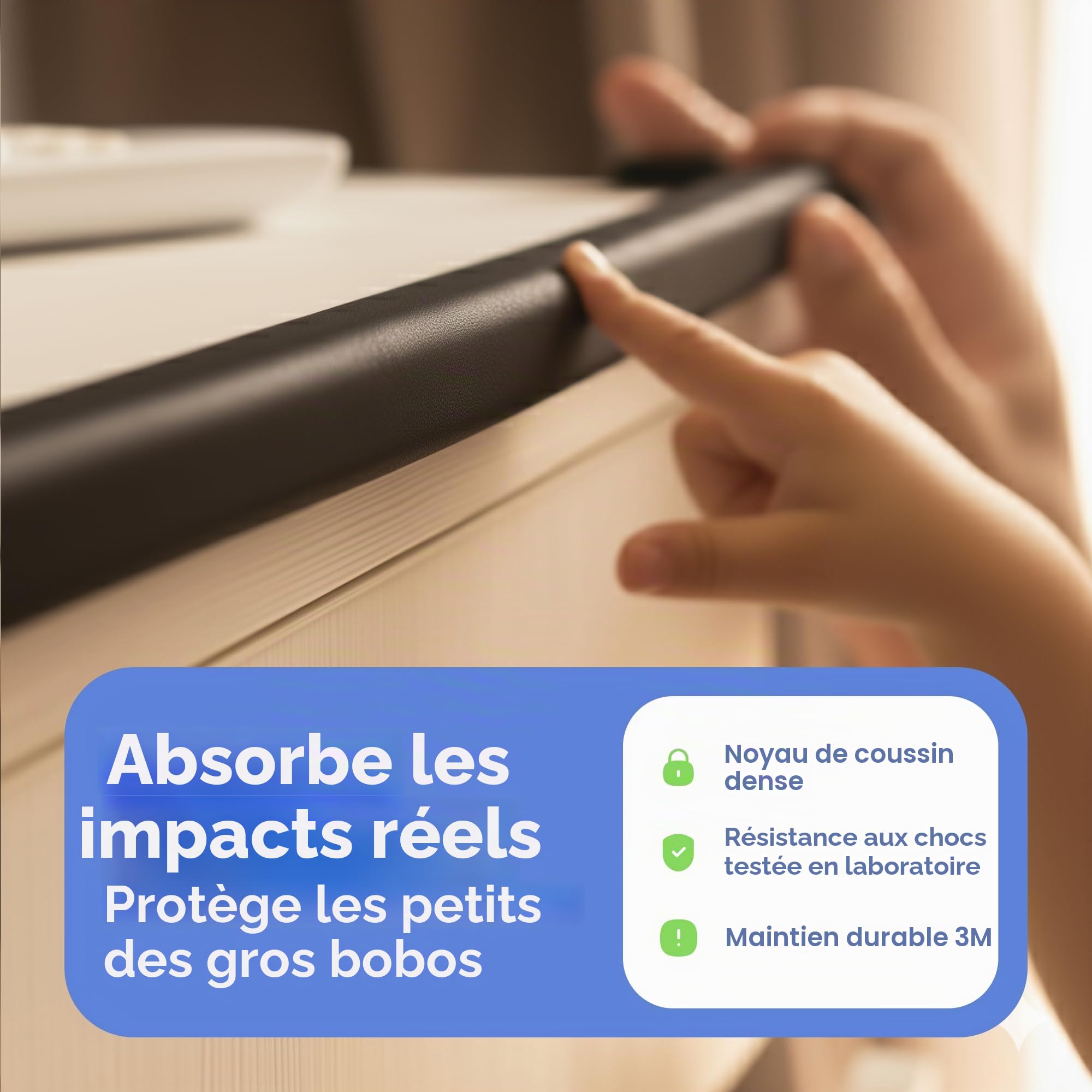 Protections de Bords et d'angle de Meubles | Coussin de Protection en Mousse de 4,9 m | Pare-Chocs de 4,6 m 4,6 m 4 Coins adhésifs sans Danger pour Les Enfants | Ensemble de Mousse pour bébé et sans