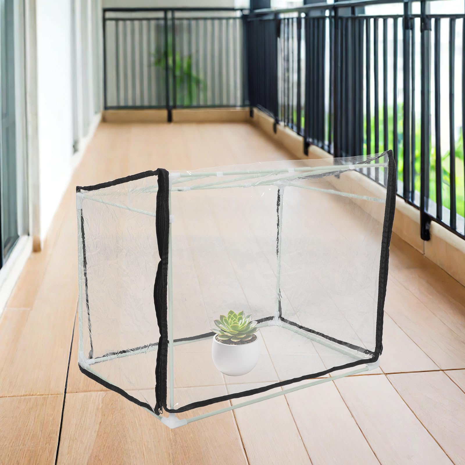 BESTonZON Invernadero de Plantas PVC y Tubos de Fibra 60x40x40cm con Cremallera , Pequeña Casa de Cultivo de Plantas Portátil , Protección ضد Heladas, para Plántulas y Flores en Macetas