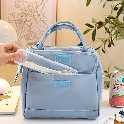 Miniatura 3 de Lonchera Kawaii con pines kawaii, bolsa de almuerzo estética reutilizable con aislamiento para mujeres, verde, grande