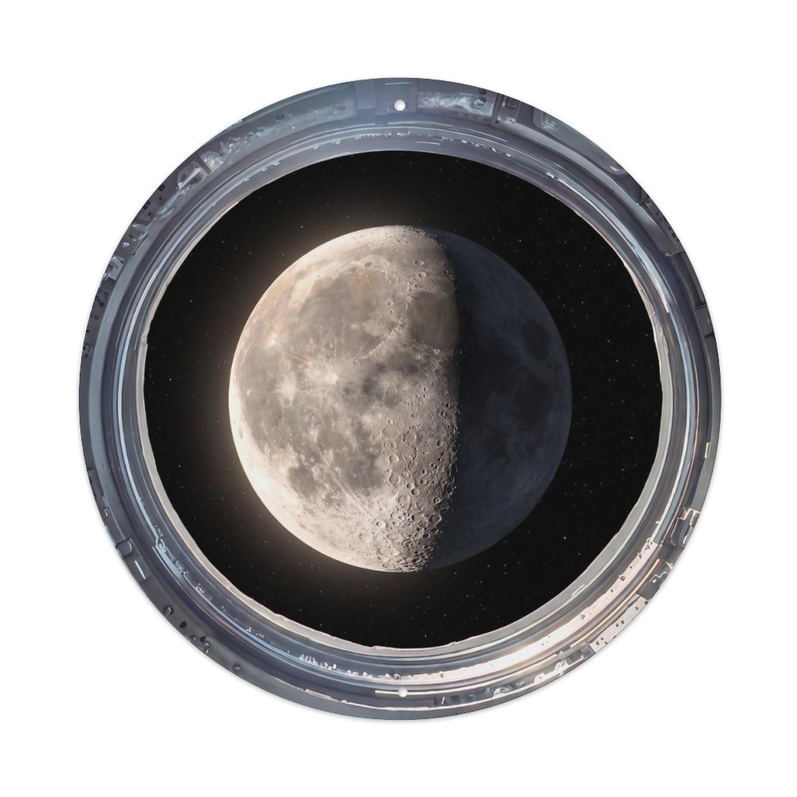 Gibbous Moon from Space Station Porthole Metal Tin Sign