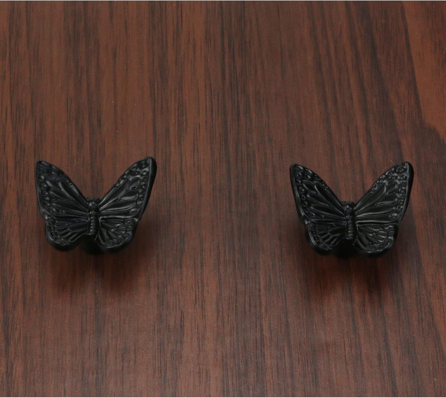 Antrader 6Pcs Decorative Drawer Knob,Antique Butterfly Shape Cabinet Knob and Pull Handle,1.42" x 1.18" Single Hole (Black)
