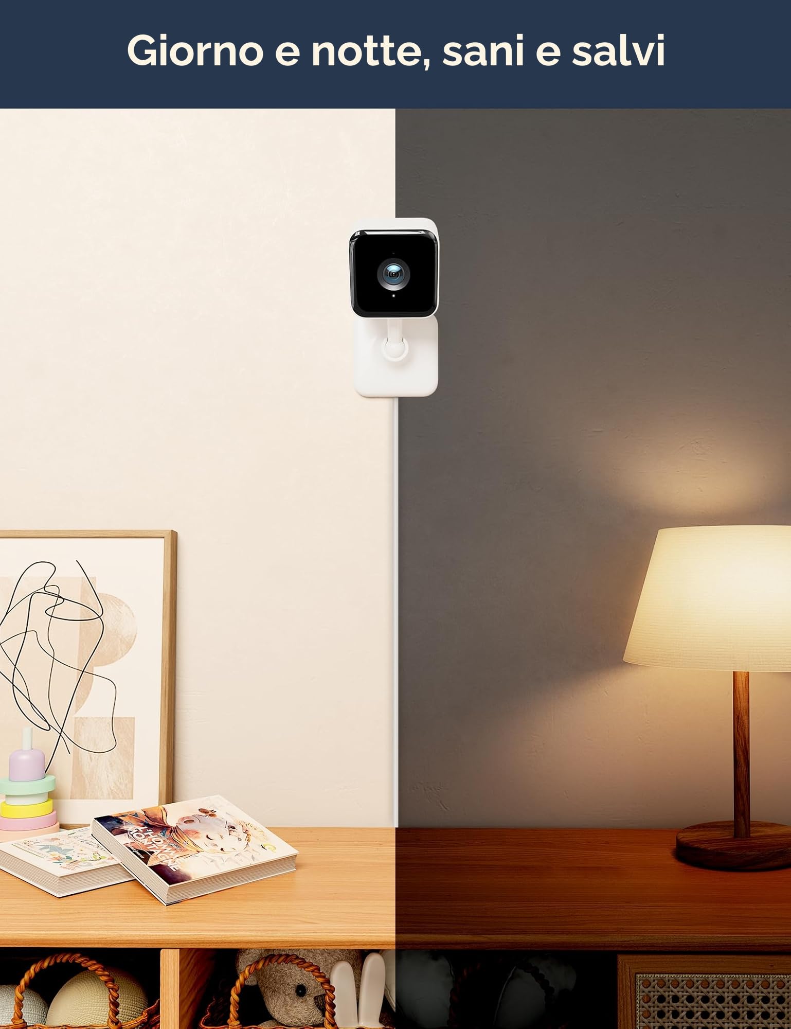 GNCC Baby Monitor Video e Audio, 1080P Telecamera Wi-Fi Bambini e Neonato con APP, Rilevamento del movimento sonor, Audio bidirezionale, Visione notturna a infrarossi, Compatibile con Alexa, GC2