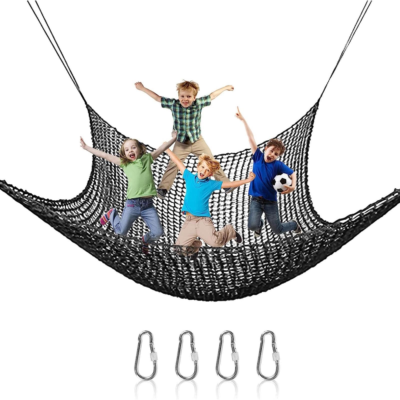 9.8 'x 9.8' Rete da arrampicata a doppio strato Parco giochi Rete di sicurezza per bambini Outdoor Treehouse Climbing Net con Sto Bag t per avventure in cortile