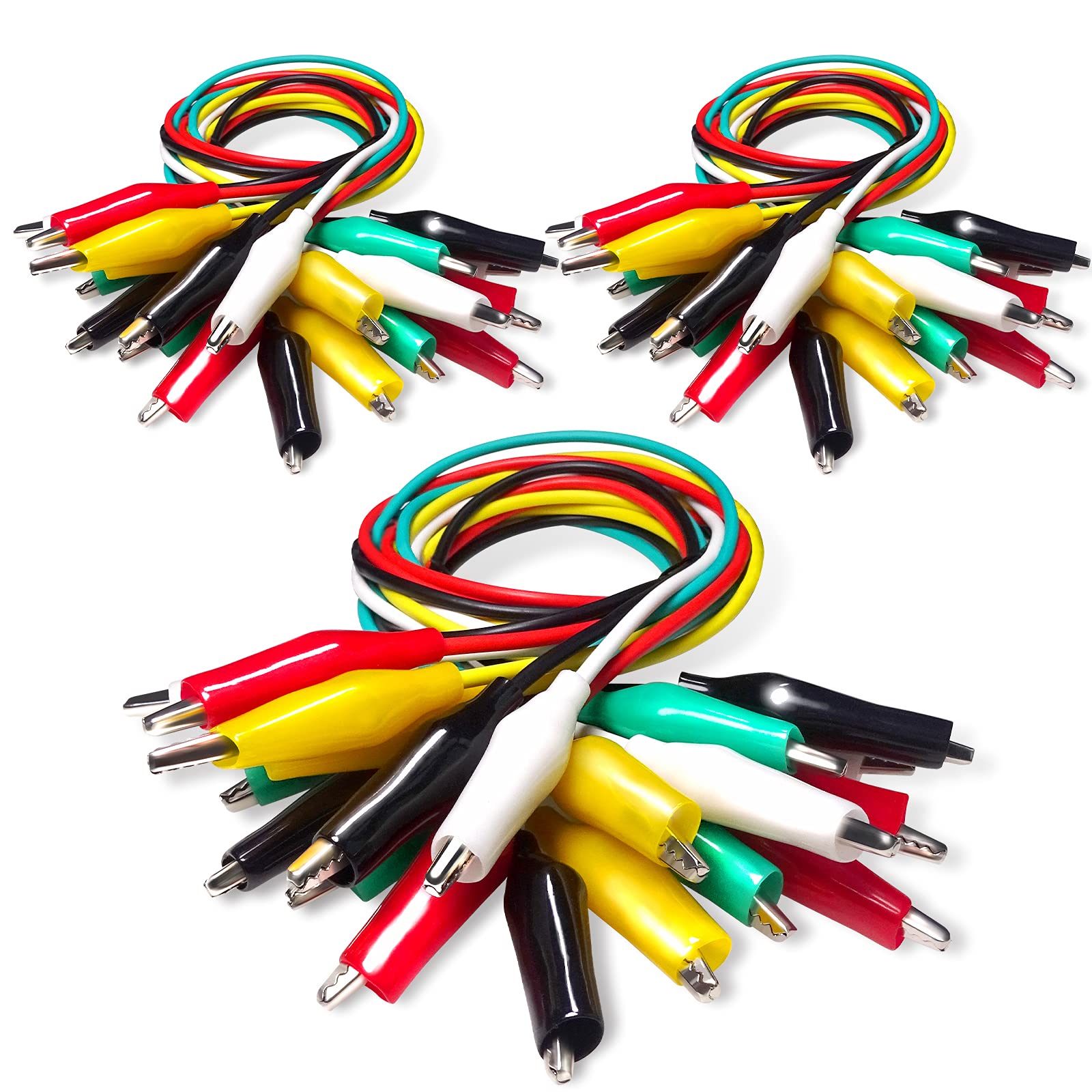 Goupchn 30PCS Alligator Clips Test Leads Electrical Cable Test Leads Set Double Ended Crocodile Clips Jumper Wires 5 Colors-picture-14