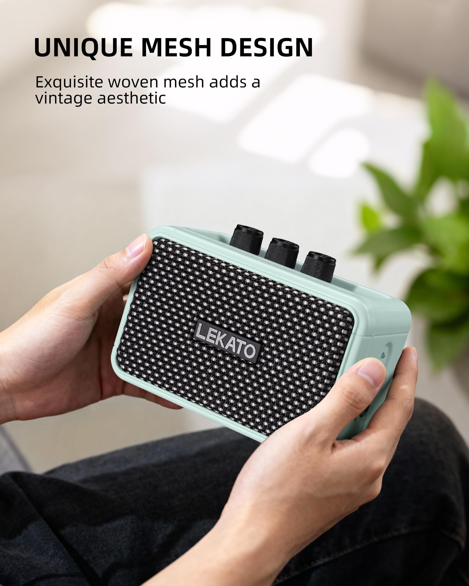 LEKATO 5W Mini amplificatore per chitarra, amplificatore elettrico ricaricabile con effetti Clean/Overdrive, Bluetooth 5.0 portatile (Blu)