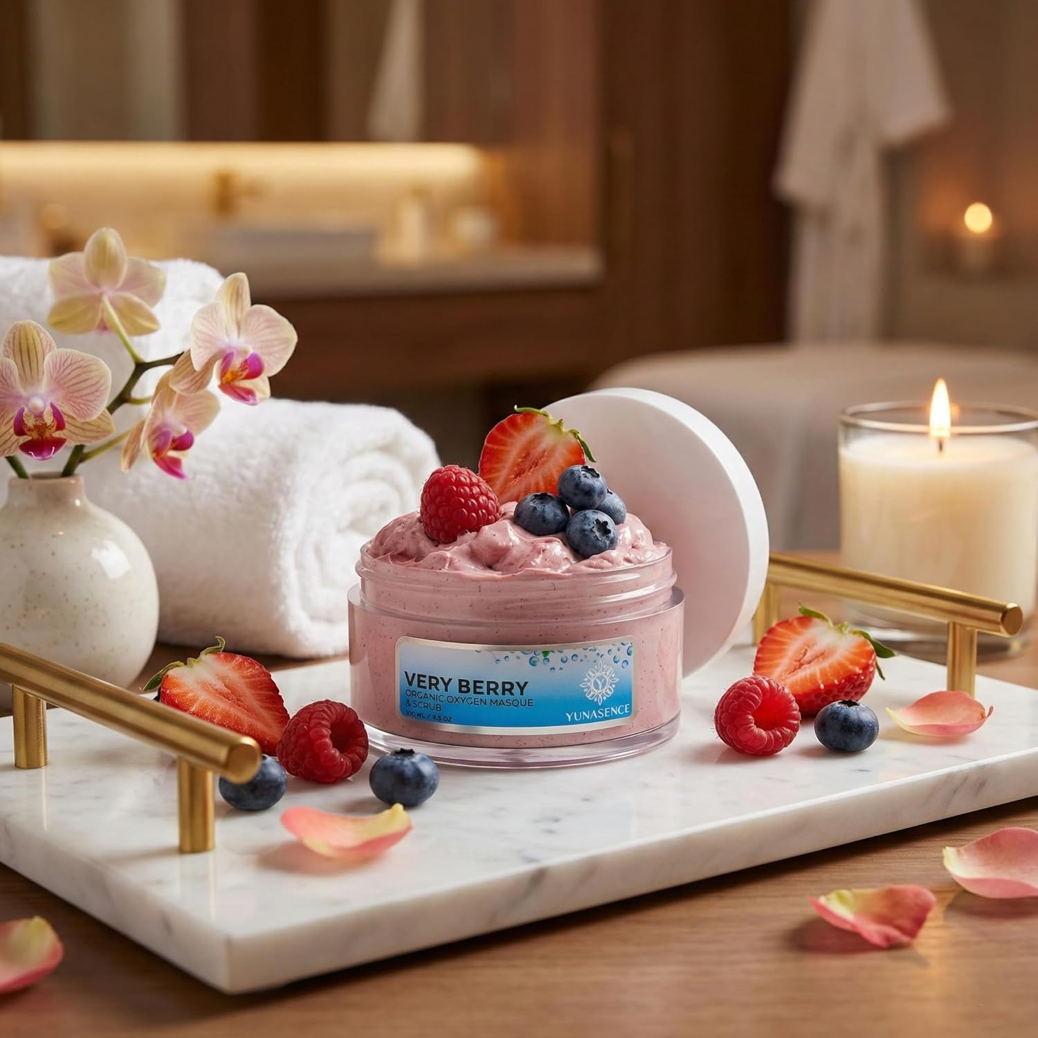 Sweetsation Therapy/Yunasence, Very Berry Oxygen Exfoliating Mask & Scrub w/Vitamin C, Enzymes & Superberries. Rejuvenating, Hydrating, Purifying, Pore cleansing.