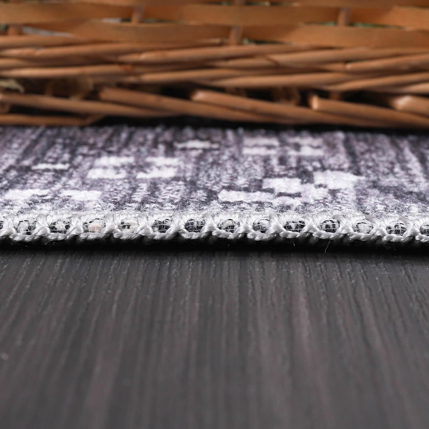 CAMILSON Machine Washable Area Rug 8x10 Gray Thin Distressed Vintage Medallion Durable & Easy to Clean Carpet for Living Room Bedroom Dining Room Indoor Use (8 x 10 Gray)