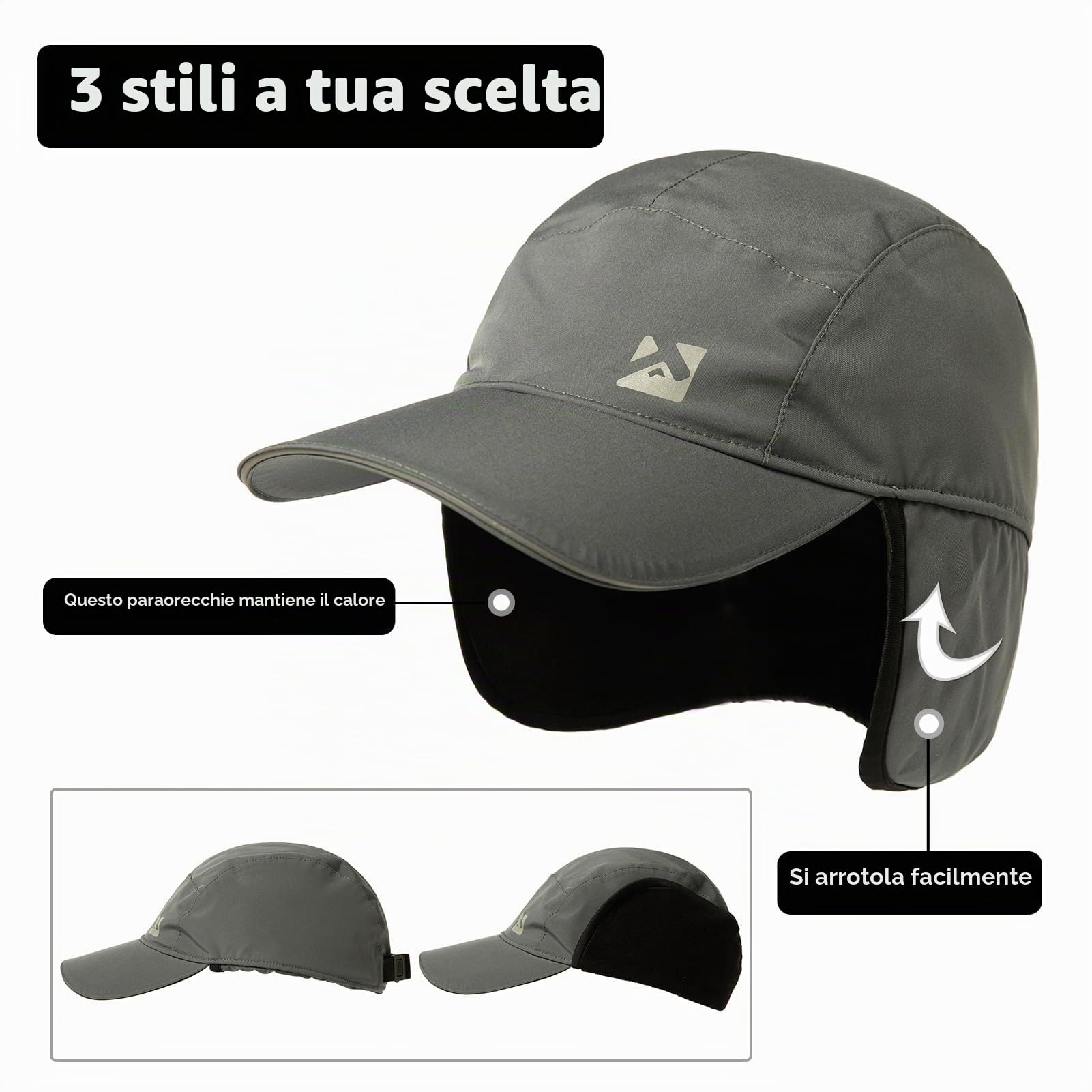 TOP-EX Oversize XL XXL Uomo Impermeabile Inverno Baseball Cap Pile Earflap Trapper Cappello per il Freddo Grande Testa