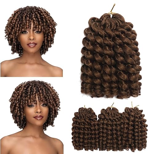 Cabello rizado tipo varita de ganchillo de 8 pulgadas, cabello rizado de ganchillo jamaicano ombré, trenzas de ganchillo de color jamaicano,