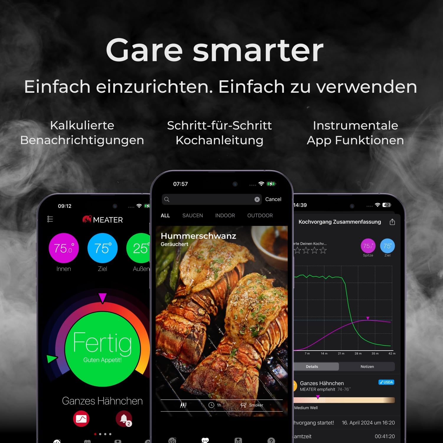 MEATER Pro Duo: Smart Meat Thermometer Digital | 550°C Hitzebeständigkeit | Große Reichweite | Zertifizierte Genauigkeit | BBQ, Ofen, Grill, Smoker, Fritteuse, Friteuse | 50+ Rezepte in App