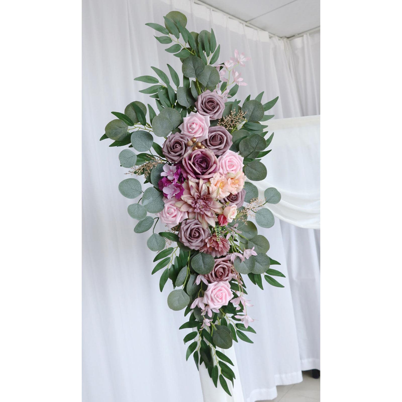 2 Stück Blumenkranz Girlande aus Kunstseide Türdeko Hochzeitsdeko Hängedekoration Langlebig Pflegeleicht für Bogen Shop Hintergrund