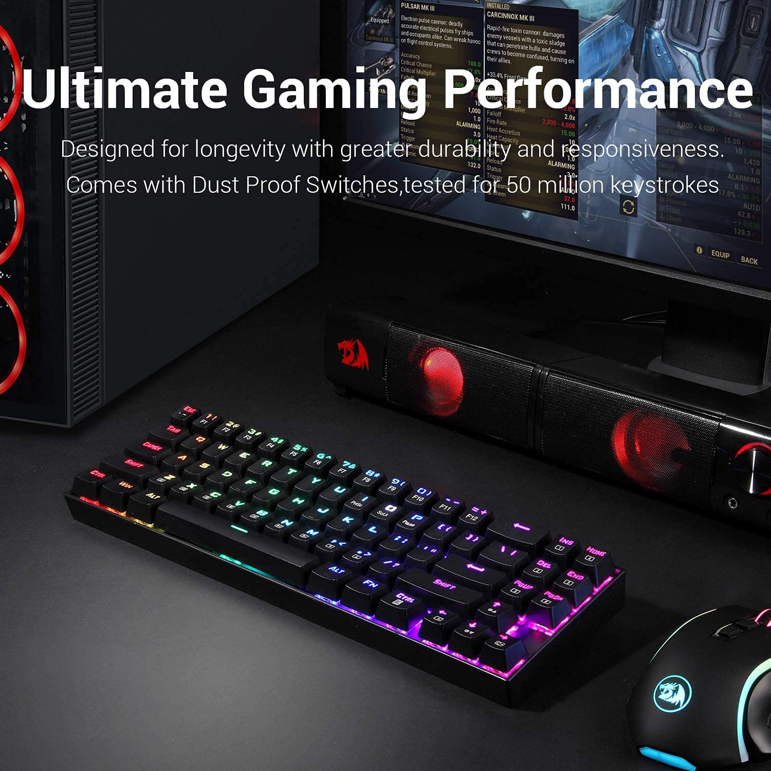 Redragon K599 Diemos TKL RGB Backlit Wired/2.4Ghz Wireless Anti - Ghosting Mechanical Gaming Keyboard with Red Switch (Black) (K599) — Amazon image 7