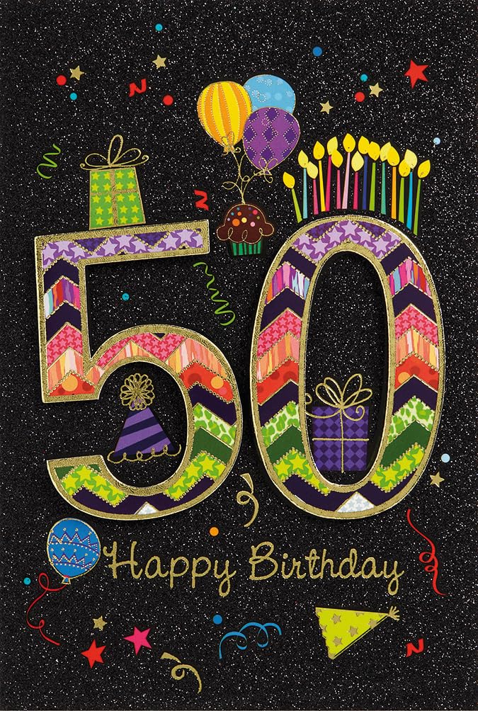 bsb 50th Birthday Greetings Card - Happy Birthday - Light Green Envelope