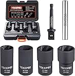 6 PCS Lug Nut Removal Tool, 1/2-inch Drive Impact Twist Socket Set & Bolt Extractor Set, 17,19,21,22MM Wheel Lock Removal Kit for Removing Damaged, Frozen, Rusted, Nuts & Screws, Cr-Mo Steel