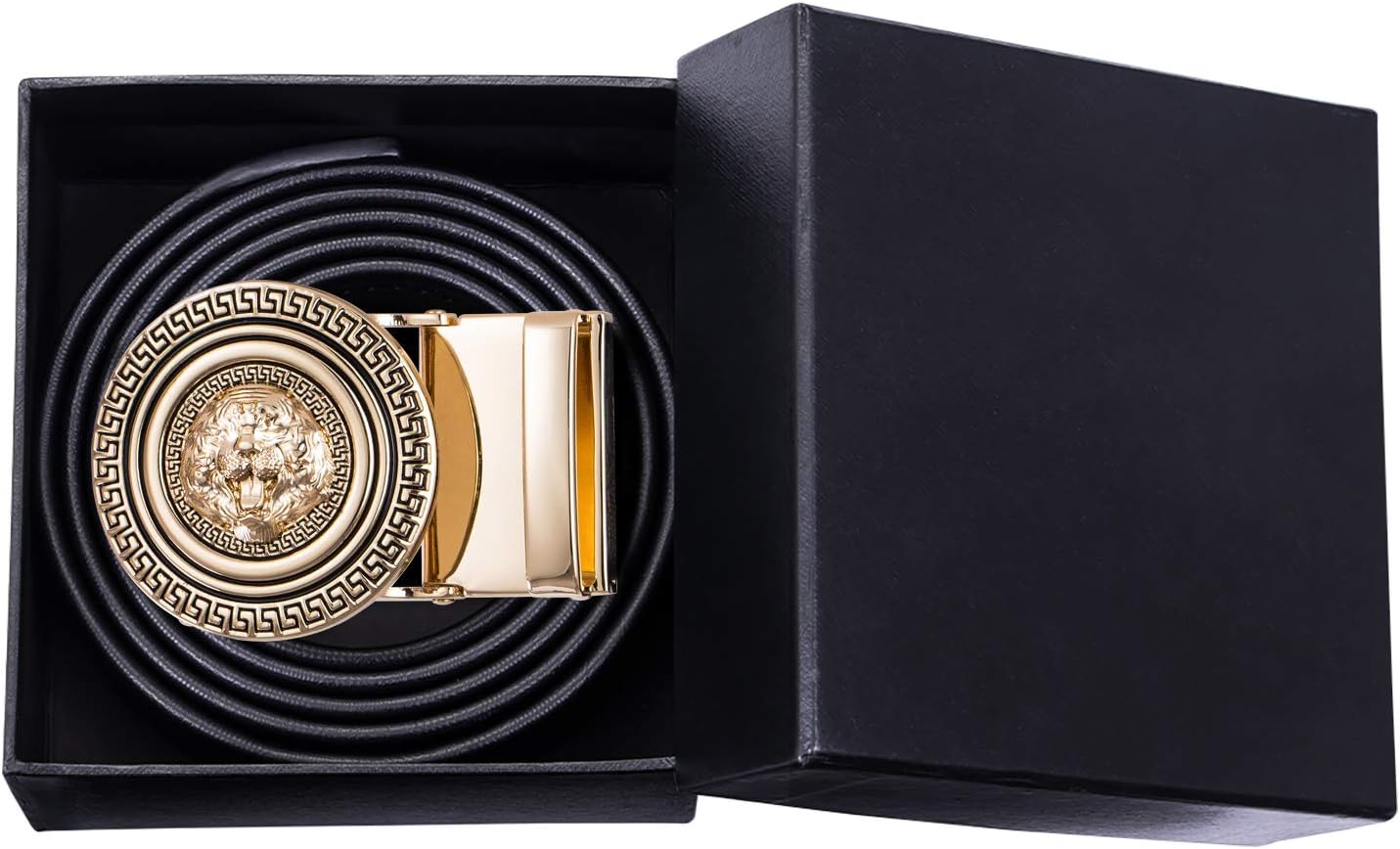 Barry.Wang Designer Mens Belts Leather Ratchet 1 3/8" Adjustable Sliding Buckle Dress Belt Automatic Strap Golf Business - Image 5