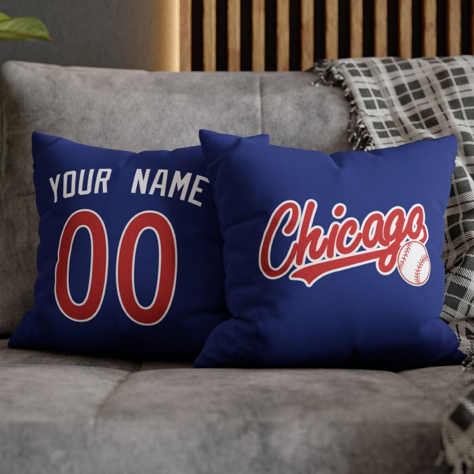 ANTKING Chicago C Throw Pillow Custom Name and Number for Men Women Boy Personalized Gift