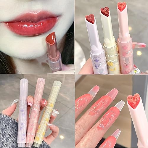 Miniatura 6 de 3 lápices labiales de gelatina de corazón, brillo de labios hidratante, tinte de rocío de gelatina de amor, bálsamo labial hidratante de larga