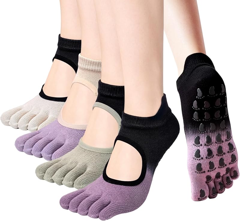 medias de Pilates medias de Yoga antideslizantes para ballet, danza, barra, entrenamiento, 4 pares