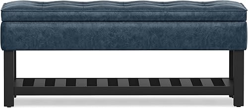 Miniatura 125 de SIMPLIHOME Cosmopolitan - Banco otomano rectangular de transición de 44 pulgadas de ancho con parte inferior abierta en piel sintética vegana gris